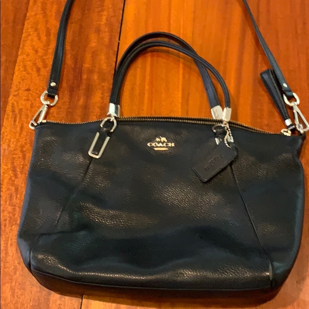 Coach, black leather handbag